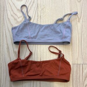 We wore what sports bra set - lavender and orange